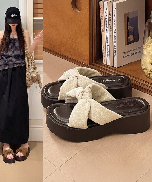 Miniministore(ミニミニストア)の「ヒョウ柄クロスリボン厚底サンダル 韓国風(サンダル・レディース・アイボリー/ブラウン/レオパード・22.5cm/23.0cm/23.5cm/24.0cm/24.5cm)」の21枚目の写真