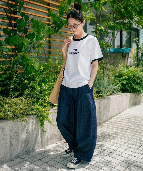 SOLAMONAT(ソラモナ)の「パフ天竺 リンガーT(Tシャツ/カットソー・レディース・ホワイト×ブラック・FREE)」の10枚目の写真