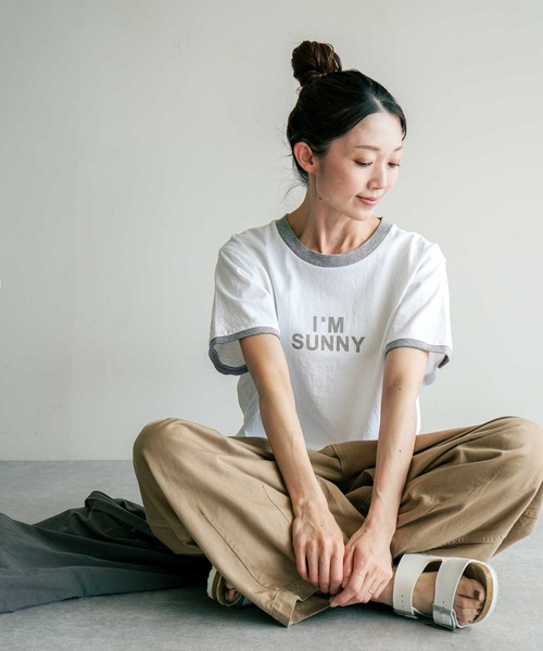 SOLAMONAT(ソラモナ)の「パフ天竺 リンガーT(Tシャツ/カットソー・レディース・ホワイト×ブラック・FREE)」の12枚目の写真