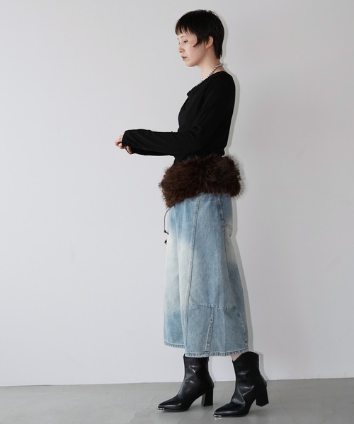 chuclla(チュクラ)の「ドレープネック ロングスリーブトップス chw26a054(Tシャツ/カットソー・レディース・ブラック/ホワイト・FREE)」の18枚目の写真