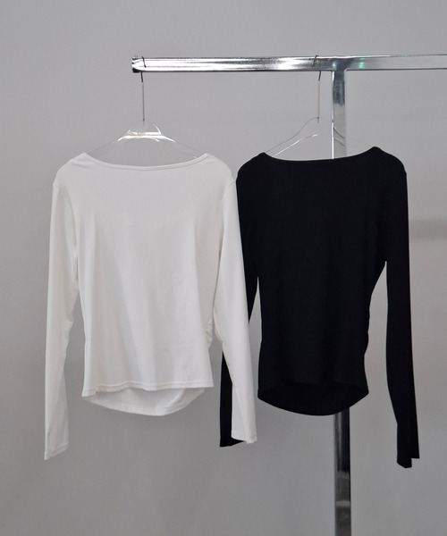 chuclla(チュクラ)の「ドレープネック ロングスリーブトップス chw26a054(Tシャツ/カットソー・レディース・ブラック/ホワイト・FREE)」の22枚目の写真