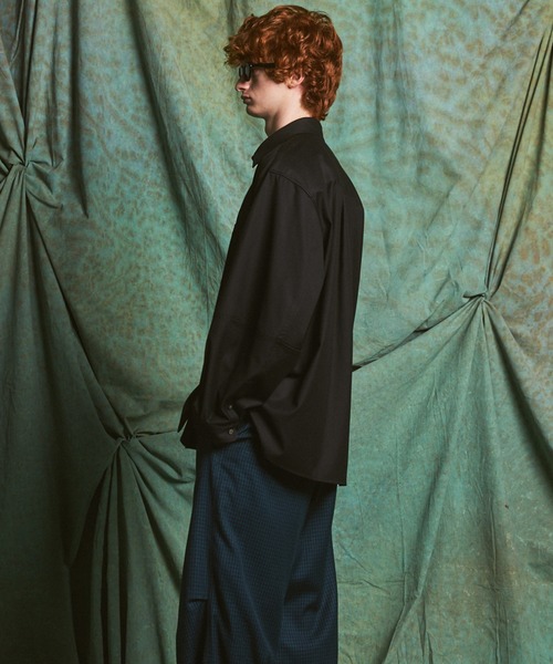 MAISON SPECIAL(メゾンスペシャル)の「《UNISEX》TW Drapery Gabardine Prime-Over Ovoid Sleeve Shirt/TWドレーパリーギャバジンプライムオーバーオボイドスリーブシャツ【MAISON SPECIAL/メゾンスペシャル】(シャツ/ブラウス・メンズ・ブラック/チャコールグレー・2/1/0)」の7枚目の写真