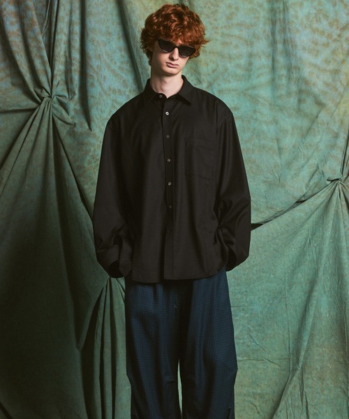 MAISON SPECIAL(メゾンスペシャル)の「《UNISEX》TW Drapery Gabardine Prime-Over Ovoid Sleeve Shirt/TWドレーパリーギャバジンプライムオーバーオボイドスリーブシャツ【MAISON SPECIAL/メゾンスペシャル】(シャツ/ブラウス・メンズ・ブラック/チャコールグレー・2/1/0)」の6枚目の写真
