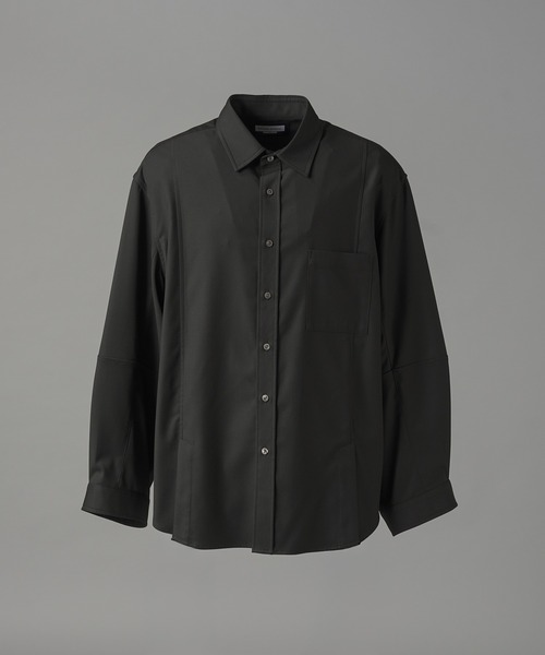 MAISON SPECIAL(メゾンスペシャル)の「《UNISEX》TW Drapery Gabardine Prime-Over Ovoid Sleeve Shirt/TWドレーパリーギャバジンプライムオーバーオボイドスリーブシャツ【MAISON SPECIAL/メゾンスペシャル】(シャツ/ブラウス・メンズ・ブラック/チャコールグレー・2/1/0)」の12枚目の写真