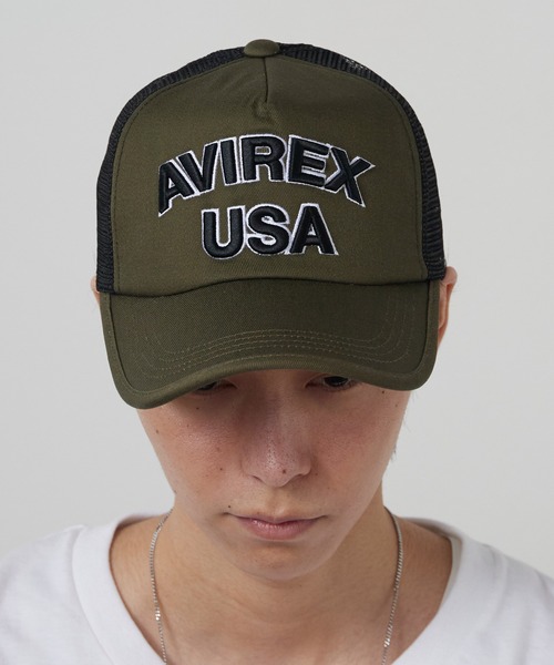 AVIREX(アヴィレックス)の「AVIREX/アビレックス AX MESH CAP USA メッシュキャップ フロントロゴ カーブバイザー メンズ レディース 2026年 夏 夏服(キャップ・メンズ・ブラック/カーキ/ブルー/ブラック×ブラック・FREE)」の3枚目の写真