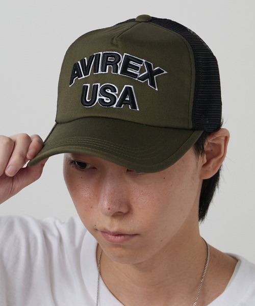 AVIREX(アヴィレックス)の「AVIREX/アビレックス AX MESH CAP USA メッシュキャップ フロントロゴ カーブバイザー メンズ レディース 2026年 夏 夏服(キャップ・メンズ・ブラック/カーキ/ブルー/ブラック×ブラック・FREE)」の19枚目の写真