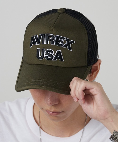 AVIREX(アヴィレックス)の「AVIREX/アビレックス AX MESH CAP USA メッシュキャップ フロントロゴ カーブバイザー メンズ レディース 2026年 夏 夏服(キャップ・メンズ・ブラック/カーキ/ブルー/ブラック×ブラック・FREE)」の18枚目の写真