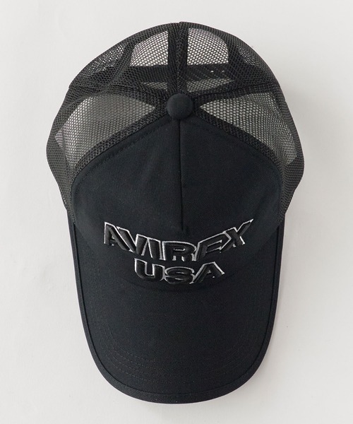 AVIREX(アヴィレックス)の「AVIREX/アビレックス AX MESH CAP USA メッシュキャップ フロントロゴ カーブバイザー メンズ レディース 2026年 夏 夏服(キャップ・メンズ・ブラック/カーキ/ブルー/ブラック×ブラック・FREE)」の5枚目の写真