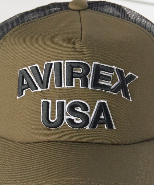 AVIREX(アヴィレックス)の「AVIREX/アビレックス AX MESH CAP USA メッシュキャップ フロントロゴ カーブバイザー メンズ レディース 2026年 夏 夏服(キャップ・メンズ・ブラック/カーキ/ブルー/ブラック×ブラック・FREE)」の7枚目の写真