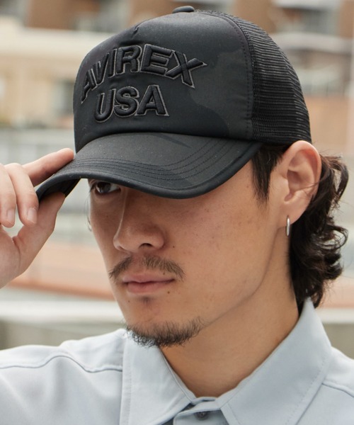 AVIREX(アヴィレックス)の「AVIREX/アビレックス AX MESH CAP USA メッシュキャップ フロントロゴ カーブバイザー メンズ レディース 2026年 夏 夏服(キャップ・メンズ・ブラック/カーキ/ブルー/ブラック×ブラック・FREE)」の22枚目の写真