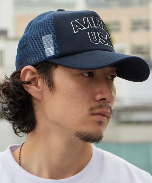 AVIREX(アヴィレックス)の「AVIREX/アビレックス AX MESH CAP USA メッシュキャップ フロントロゴ カーブバイザー メンズ レディース 2026年 夏 夏服(キャップ・メンズ・ブラック/カーキ/ブルー/ブラック×ブラック・FREE)」の12枚目の写真
