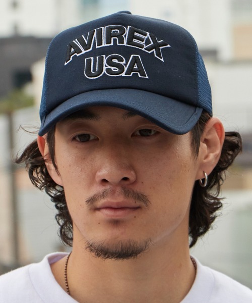 AVIREX(アヴィレックス)の「AVIREX/アビレックス AX MESH CAP USA メッシュキャップ フロントロゴ カーブバイザー メンズ レディース 2026年 夏 夏服(キャップ・メンズ・ブラック/カーキ/ブルー/ブラック×ブラック・FREE)」の14枚目の写真