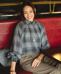 自由区（ジユウク）の「TWハイツイストビエラチェックスタンドカラー ブラウス（シャツ/ブラウス）」