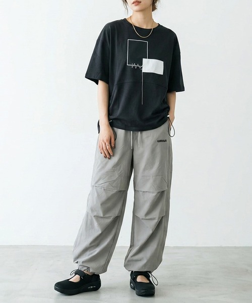 CRB（シーアールビー）の「ナイロン風刺繍ロゴカーブパンツ（カーゴパンツ・レディース・グレー/オレンジ/ブラック・F）」の19枚目の写真