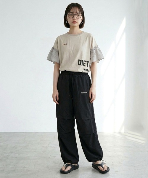 CRB（シーアールビー）の「ナイロン風刺繍ロゴカーブパンツ（カーゴパンツ・レディース・グレー/オレンジ/ブラック・F）」の11枚目の写真