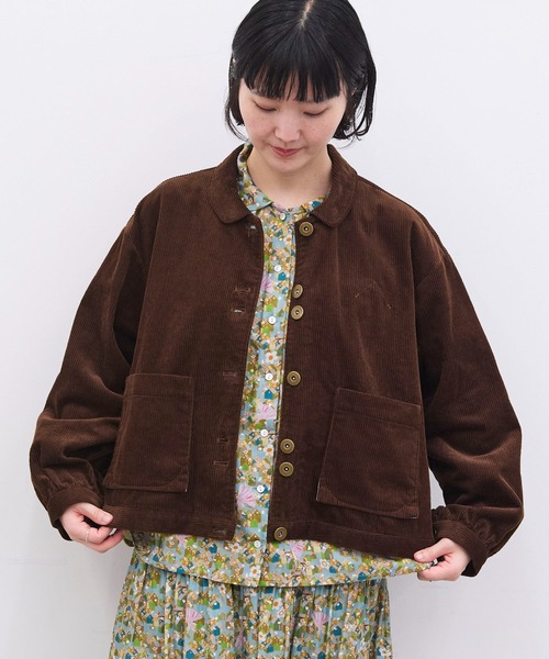 l'atelier du savon(アトリエドサボン)の「9Wコーデュロイ かくれハウスポケット ジャケット(ブルゾン・レディース・ダークブラウン/ピンク/アイボリー・FREE)」の10枚目の写真