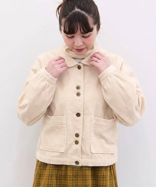 l'atelier du savon(アトリエドサボン)の「9Wコーデュロイ かくれハウスポケット ジャケット(ブルゾン・レディース・ダークブラウン/ピンク/アイボリー・FREE)」の8枚目の写真