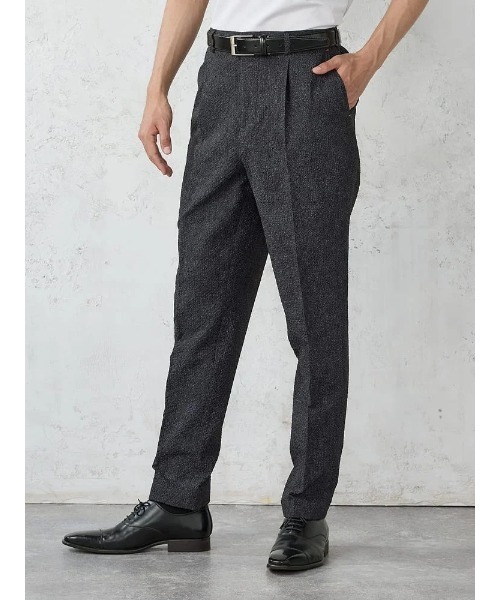 Perfect Suit FActory(パーフェクトスーツファクトリー)の「【EDWINコラボ】シアサッカー デニムワンタックパンツ(スラックス・メンズ・ネイビー/ブラック・L/LL/M)」の4枚目の写真