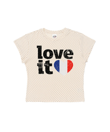 ヴィンテージハートパリフラッグショート半袖Tシャツ（アイボリー）