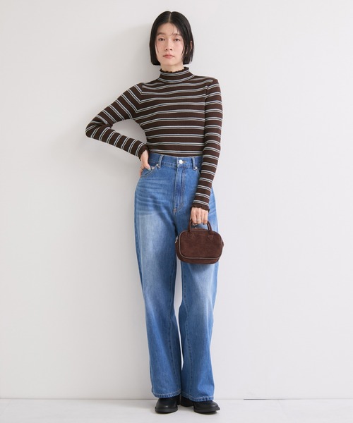 le cercle ADAM ET ROPE'（ルセルクルアダムエロペ）の「メランジタートルボーダーニット（ニット/セーター・レディース・ブルー系その他2/ホワイト系その他2/ブラウン・FREE）」の4枚目の写真