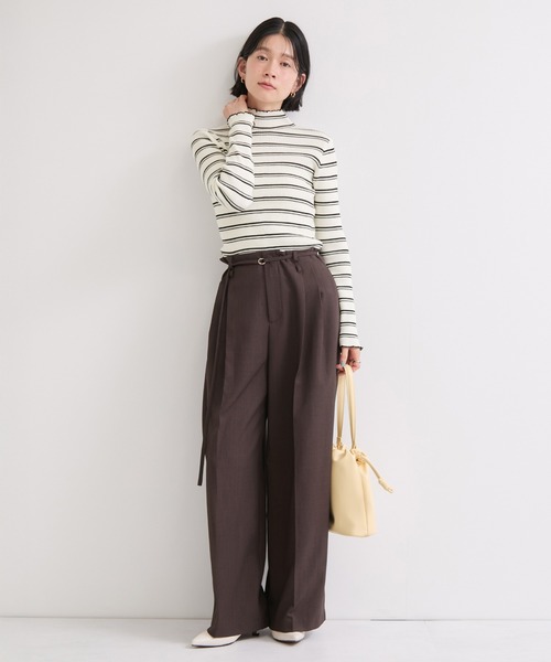 le cercle ADAM ET ROPE'（ルセルクルアダムエロペ）の「メランジタートルボーダーニット（ニット/セーター・レディース・ブルー系その他2/ホワイト系その他2/ブラウン・FREE）」の6枚目の写真