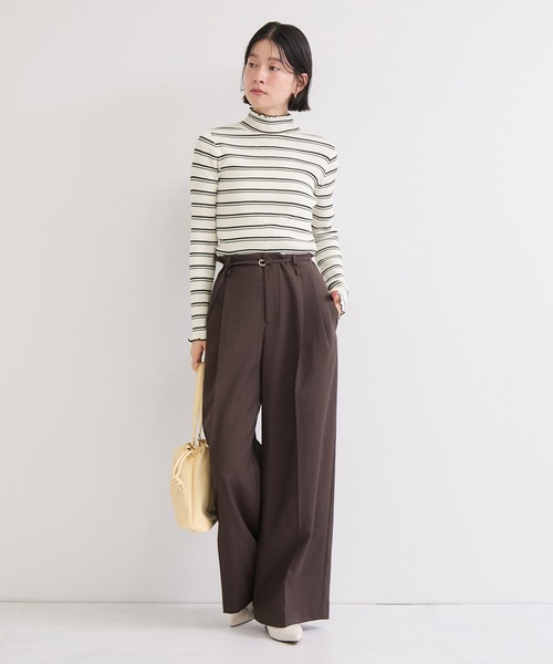le cercle ADAM ET ROPE'（ルセルクルアダムエロペ）の「メランジタートルボーダーニット（ニット/セーター・レディース・ブルー系その他2/ホワイト系その他2/ブラウン・FREE）」の7枚目の写真