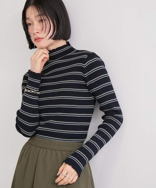 le cercle ADAM ET ROPE'（ルセルクルアダムエロペ）の「メランジタートルボーダーニット（ニット/セーター・レディース・ブルー系その他2/ホワイト系その他2/ブラウン・FREE）」の12枚目の写真