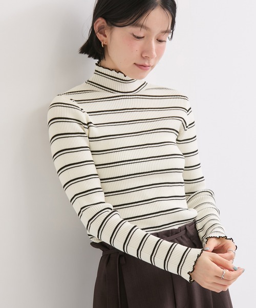 le cercle ADAM ET ROPE'（ルセルクルアダムエロペ）の「メランジタートルボーダーニット（ニット/セーター・レディース・ブルー系その他2/ホワイト系その他2/ブラウン・FREE）」の13枚目の写真
