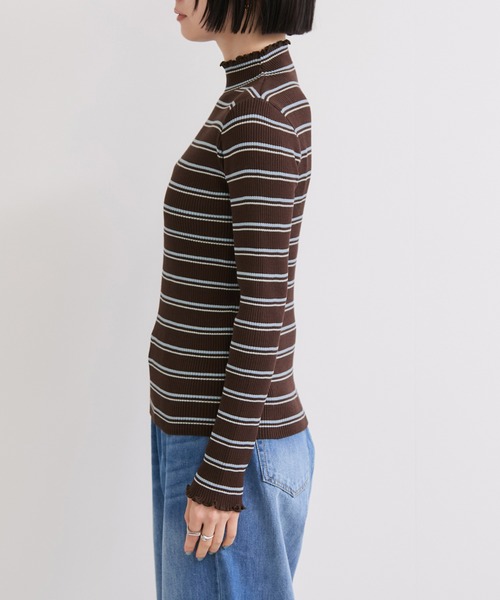 le cercle ADAM ET ROPE'（ルセルクルアダムエロペ）の「メランジタートルボーダーニット（ニット/セーター・レディース・ブルー系その他2/ホワイト系その他2/ブラウン・FREE）」の16枚目の写真
