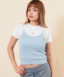 配色ニットタンクトップ