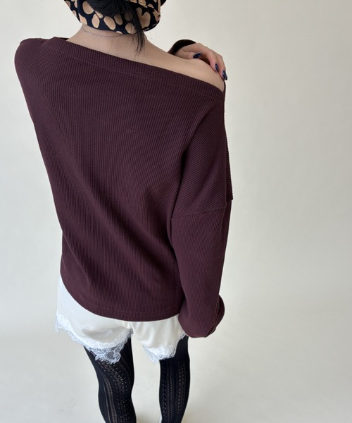 FUULLY STUDIO(フーリィーステューディオ)の「サーマルスラッシュドネックPO(Tシャツ/カットソー・レディース・グレー/ブラウン/アイボリー・FREE)」の10枚目の写真