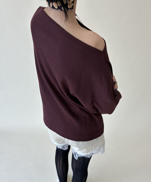 FUULLY STUDIO(フーリィーステューディオ)の「サーマルスラッシュドネックPO(Tシャツ/カットソー・レディース・グレー/ブラウン/アイボリー・FREE)」の11枚目の写真