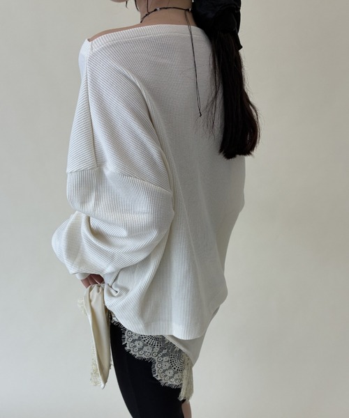 FUULLY STUDIO(フーリィーステューディオ)の「サーマルスラッシュドネックPO(Tシャツ/カットソー・レディース・グレー/ブラウン/アイボリー・FREE)」の17枚目の写真