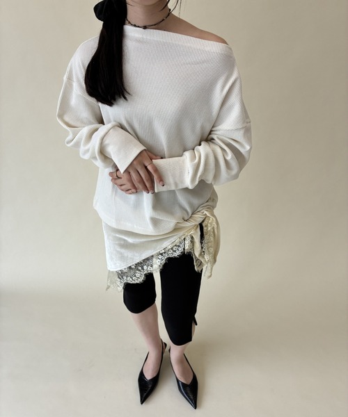 FUULLY STUDIO(フーリィーステューディオ)の「サーマルスラッシュドネックPO(Tシャツ/カットソー・レディース・グレー/ブラウン/アイボリー・FREE)」の21枚目の写真
