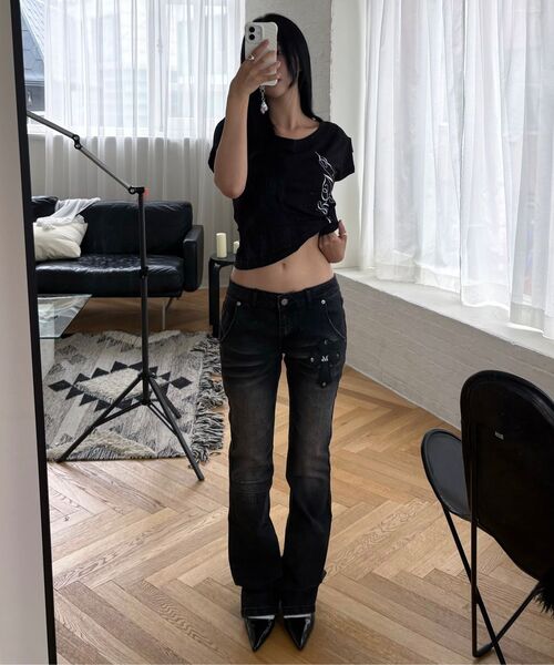 MUCENT(ムセント)の「カイロクロスパッチデニムブーツカット(デニムパンツ・レディース・ブラック・SMALL/MEDIUM)」の12枚目の写真