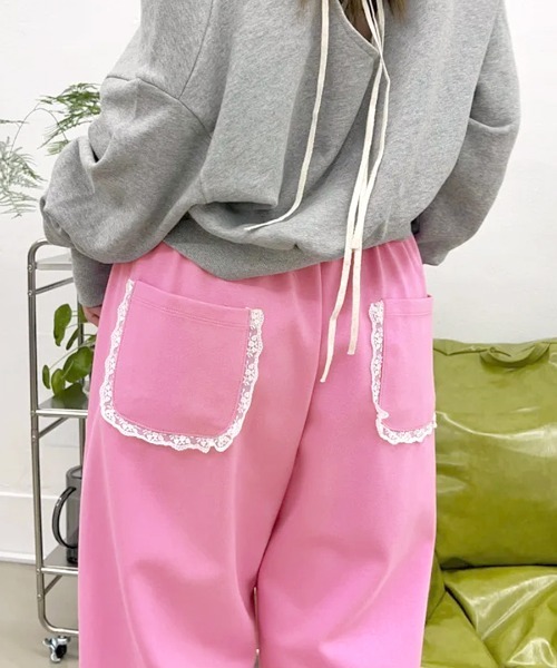 Riff(リフ)の「レーススウェットパンツ(スウェットパンツ・レディース・ピンク/グレー/ブラック・FREE)」の6枚目の写真