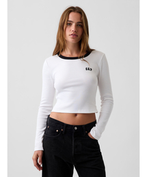 GAP | リブ クロップド リンガーTシャツ(Tシャツ/カットソー)