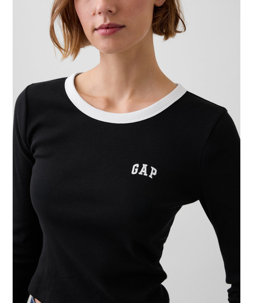GAP(ギャップ)の「リブ クロップド リンガーTシャツ(Tシャツ/カットソー・レディース・グレー/ホワイト/レッド/ブラック・XS/S/M/L/XL/XXS)」の13枚目の写真