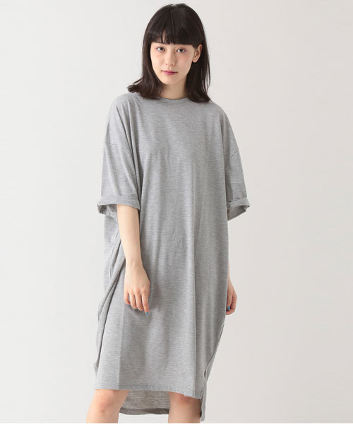 E hyphen world gallery（イーハイフンワールドギャラリー）の「ビッグシルエットワンピース（ワンピース・レディース・ブラック/カーキ/オフホワイト/杢グレー・FREE）」の3枚目の写真