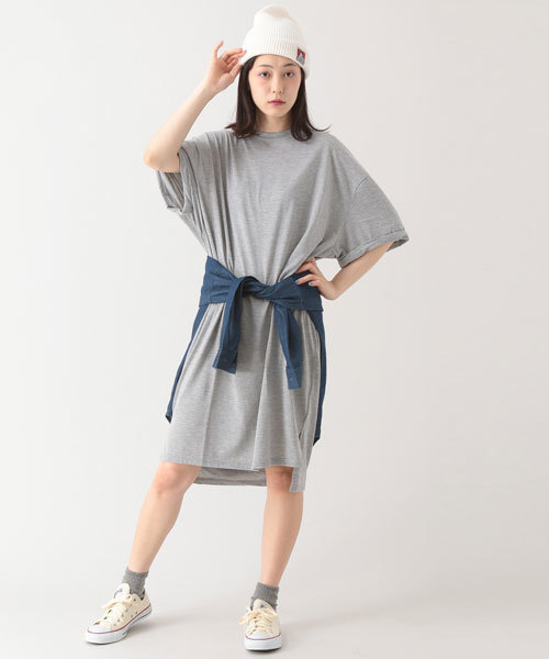 E hyphen world gallery（イーハイフンワールドギャラリー）の「ビッグシルエットワンピース（ワンピース・レディース・ブラック/カーキ/オフホワイト/杢グレー・FREE）」の15枚目の写真