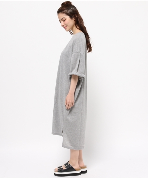 E hyphen world gallery（イーハイフンワールドギャラリー）の「ビッグシルエットワンピース（ワンピース・レディース・ブラック/カーキ/オフホワイト/杢グレー・FREE）」の6枚目の写真