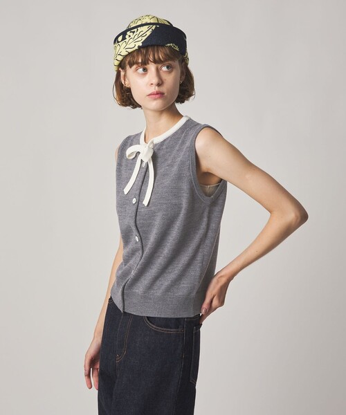Steven Alan（スティーブンアラン）の「＜Steven Alan＞ウール タイリボン ノースリーブ ニット（ニット/セーター・レディース・ベージュ/グレー系・FREE）」の3枚目の写真