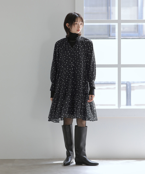 La TOTALITE(ラトータリテ)の「【洗える】プリンテッドミニワンピース(ワンピース・レディース・ブラック系その他/ブラック・FREE)」の3枚目の写真