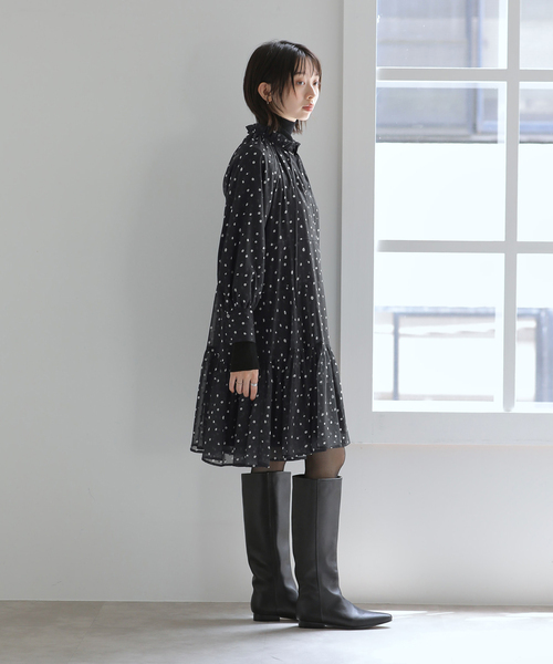 La TOTALITE(ラトータリテ)の「【洗える】プリンテッドミニワンピース(ワンピース・レディース・ブラック系その他/ブラック・FREE)」の4枚目の写真