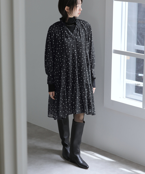 La TOTALITE(ラトータリテ)の「【洗える】プリンテッドミニワンピース(ワンピース・レディース・ブラック系その他/ブラック・FREE)」の6枚目の写真