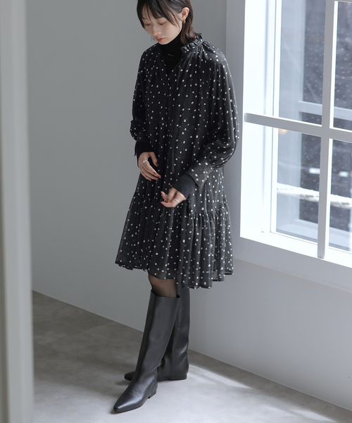 La TOTALITE(ラトータリテ)の「【洗える】プリンテッドミニワンピース(ワンピース・レディース・ブラック系その他/ブラック・FREE)」の7枚目の写真