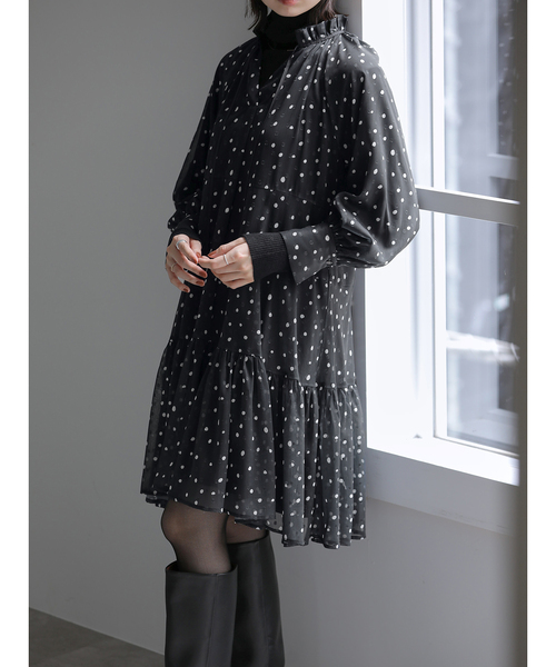 La TOTALITE(ラトータリテ)の「【洗える】プリンテッドミニワンピース(ワンピース・レディース・ブラック系その他/ブラック・FREE)」の8枚目の写真