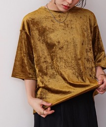 シアーベロア五分袖Tシャツ