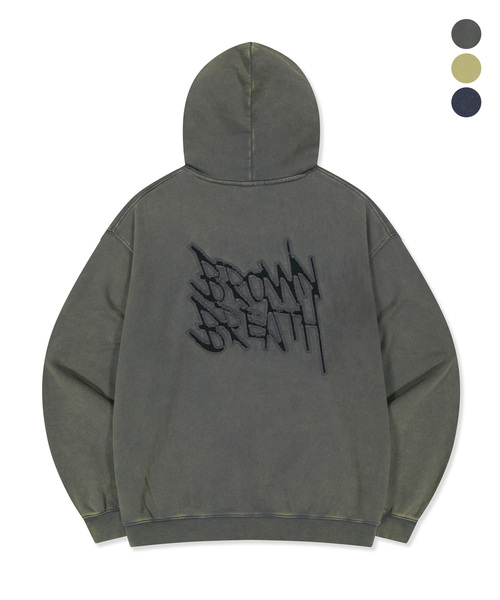 BROWNBREATH（ブラウンブレス）の「ウォッシュドタグフーディー（パーカー・レディース・ダークグレー/ベージュ/ブルー・LARGE/X-LARGE/MEDIUM/SMALL）」の2枚目の写真