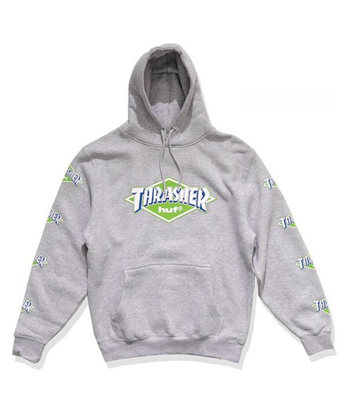 HUF(ハフ)の「HUF X THRASHER ロゴ フーディー(パーカー・メンズ・ブラック/ヘザーグレー・LARGE/MEDIUM/X-LARGE)」の2枚目の写真